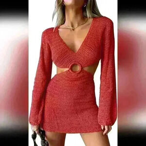 Lillusory sexy beach Crochet dress in red size Large *Brand new with tags.